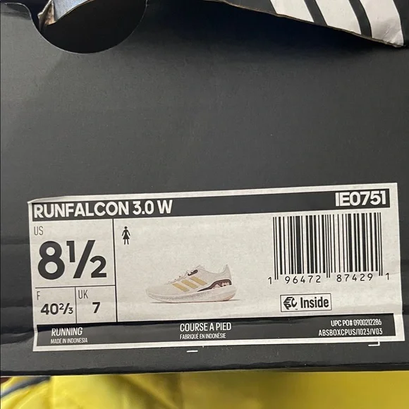 Adidas Women's RUNFALCON 3.0 WHITE GOLD LEOPARD Athletic Shoes - Picture 2 of 6